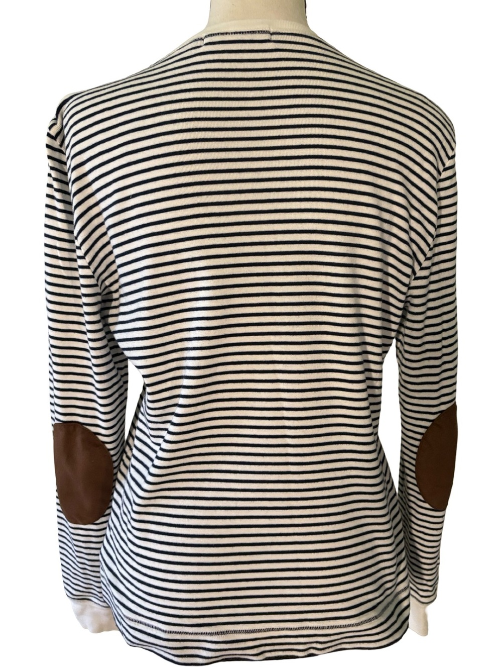 Lauren RL Striped Long-Sleeve with Suede Elbow Patches Size Large - Picture 9 of 12